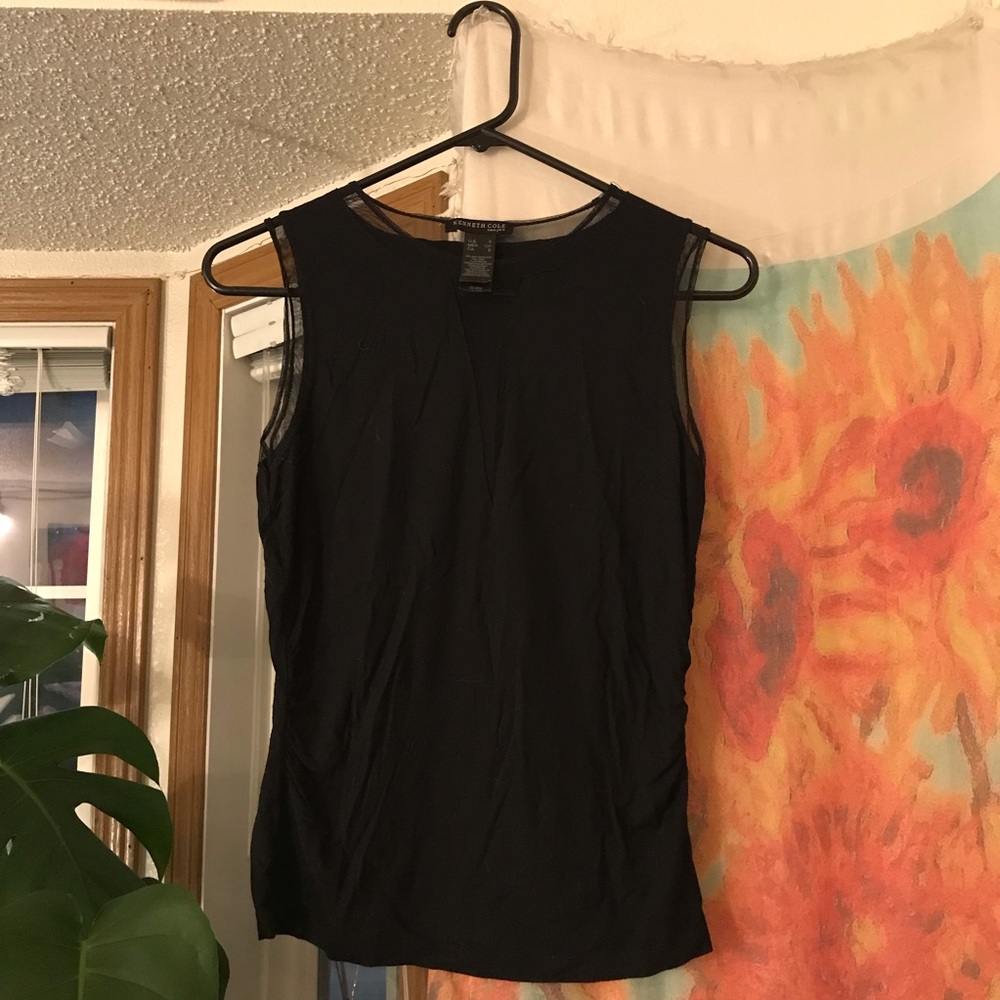 Kenneth Cole Black Tank Top with Mesh Cutouts